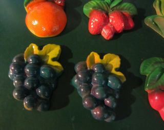 Vintage Chalkware Fruit - Cherries Grapes Strawberries Wall Plaques