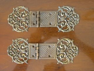 Antique Vintage Ornate Pierced Brass Cabinet,  Box,  Hinges Vgc