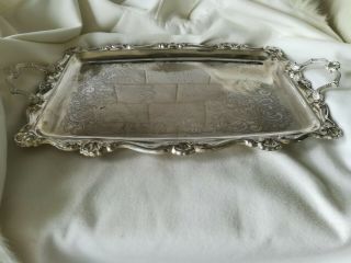 Stunning Large Vintage Silver Plated Serving Tray Twin Handled