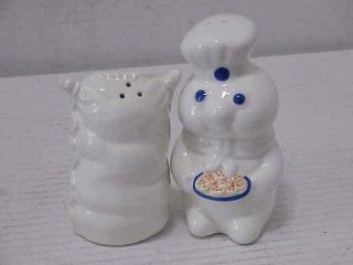 1997 Pillsbury Doughboy And Flour Bag Set Of Salt And Pepper Shakers