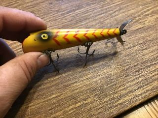 Vintage.  Pflueger Red And Yellow Wood Lure Stripes Paint