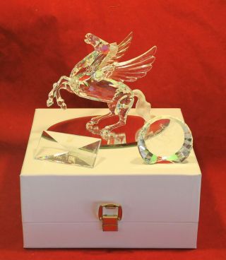 Swarovki Crystal Glass Figurine Fabulous Creatures Pegasus Winged Horse W Or Box
