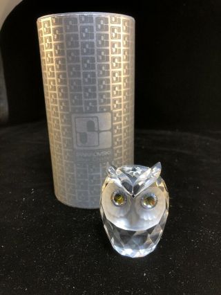 Swarovski Silver Crystal 1979 Large Owl Yellow Eyes Figurine 7636 Nr 60 Retired