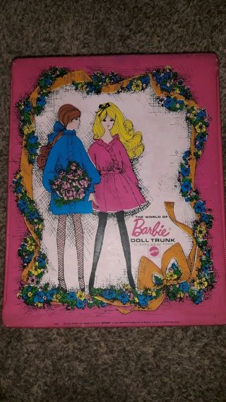 Vintage 1968 Mattel Barbie Doll Trunk W/ Clothes & Accessories