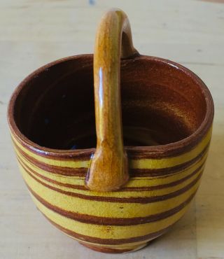 Antique Miniature Staffordshire Slipware Pottery Posy Basket Marbled Base