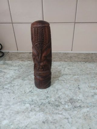 Antique Maori Teko Teko Carved Wood Tiki Figure From Tonga.  21 Cms Tall.