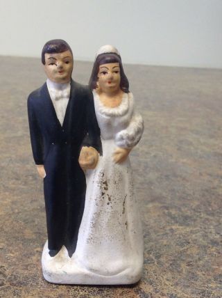 Antique/vintage Bride And Groom Cake Topper,  Holding Hands,  Ships