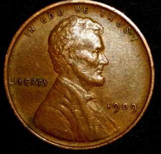 Xf,  1909 Vdb Lincoln Cent Coin Antique Wheat Penny Year After Indian Head Bv7