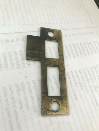 Old Brass Plated Steel Door Jamb Mortise Lock 3 1/4 " Strike Plate Keeper Catch