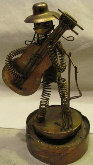 Copper Yip 9 " Guitar Player Music Box,  Plays " In The Good Old Summer Time "
