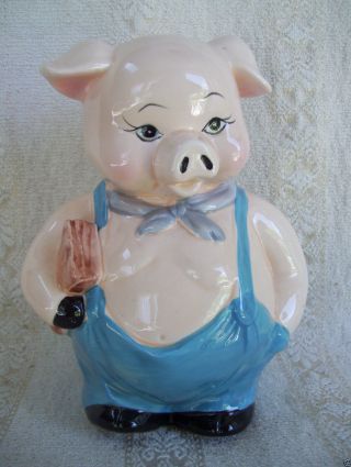 Vintage 1989 Enesco Ceramic Piggy Bank - Pig Dressed Like Human