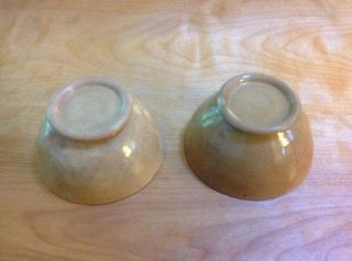 2 Antique Yellow Ware Food Butter Jello Molds with Fluted Sides and Swirl Bottom 3