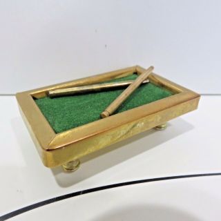 Miniature Brass Pool Table & 2 Q 