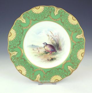 Antique Wedgwood Porcelain - Hand Painted Game Bird Plate - Artist Signed