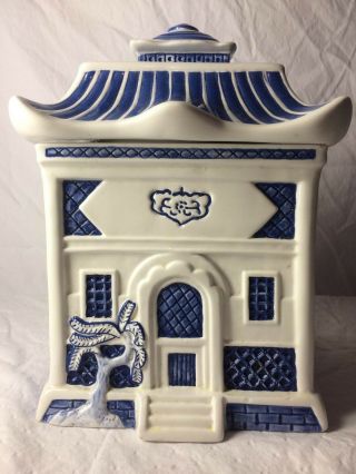 Willow Blue Collectibles Blue White Pagoda Cookie Jar By Johnson Brothers