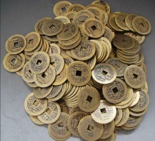 Collect 50pcs Chinese Brass Coin Qing Dynasty Antique Currency Cash
