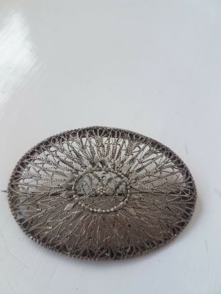 Silver Antique Filigree Brooch