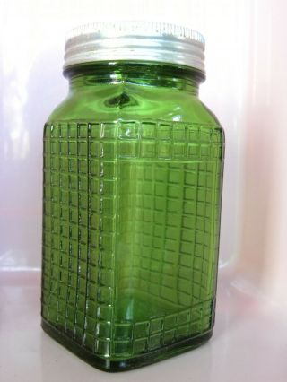 Euc - Green Glass Owens - Illinois Salt & Pepper Shaker - Vintage - Eb79