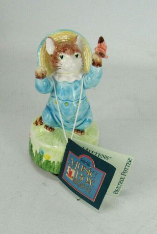 1988 Tom Kitten And Mittens Beatrix Potter Music Box With Tag Plays Born