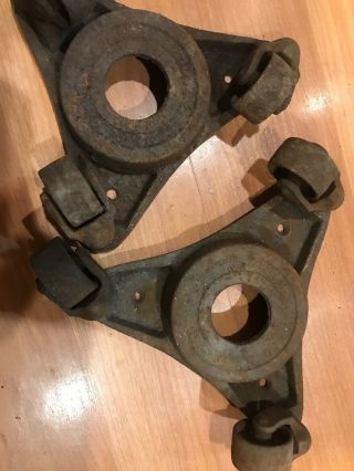 2 Antique Cast Iron Stove Casters Furniture Piano Dolly Barn Art