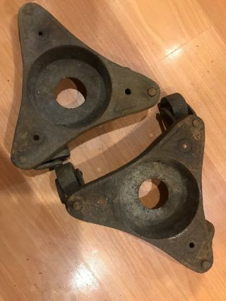 2 Antique Cast Iron Stove Casters Furniture Piano Dolly Barn Art 5