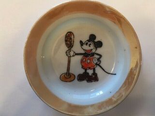 Antique Vintage Disney Mickey Mouse Lusterware Childs Toy Tea Set - 2 Plates 2