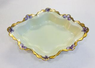 Antique G.  D.  A.  Limoges France Hand Painted Candy Bowl,  Rhombus Shape, .