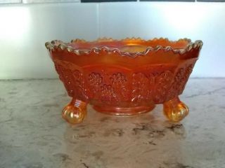 Fenton? Butterfly And Berries Antique Carnival Art Glass Small Footed Dish