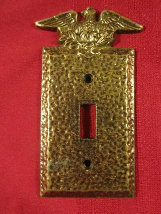 Vintage American Eagle Hammered Brass Switch Cover Plate