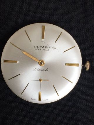 Vintage Swiss 21 Jewels Movement For “rotary” Men’s Watch In Order
