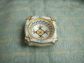 Old Antique Montagnon French Faience Pottery Salt Cellar Hand Painted France