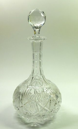 Early 20th Century Antique Facet Cut Globular Decanter & Stopper.
