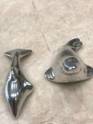 Set Of 2 Vintage Hoselton Canada Aluminum Sculptures Dolphin 181 And Seal 181