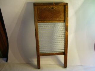 VINTAGE GLASS AND WOOD WASHBOARD 18 