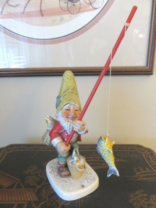 1972 Goebel Co - Boy Figurine Well Petri The Fisherman 519 Gnome Elf 7 1