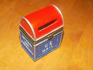 U.  S.  Mail Keepsake Trinket Limoges Style Keep Sake Stamp Dispenser Postal Box