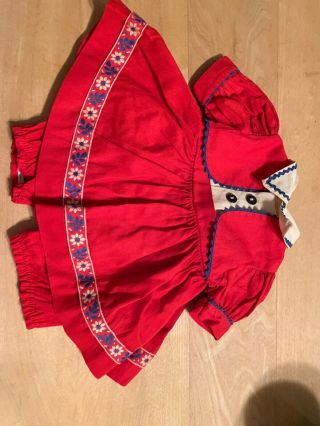 Vintage Red Doll Dress W/ Attached Panties - Very Cute,  Doll Dress