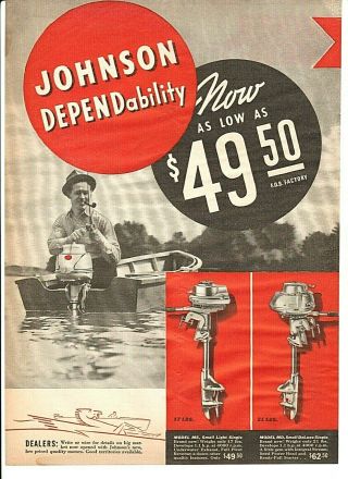 Vintage 1938 Johnson Sea - Horses Outboard Motors Models Ms,  Md,  Ls,  Ds,  Lt