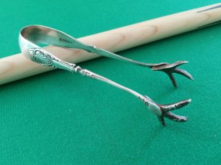 Vintage Bird Claw Design Silver Sugar Tongs