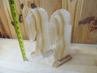 Vintage Large Horse Head Marble Or Alabaster Stone Bookends