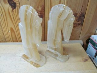 Vintage LARGE Horse Head Marble or Alabaster Stone Bookends 2