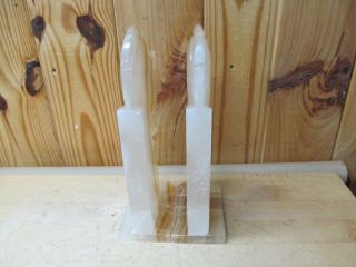 Vintage LARGE Horse Head Marble or Alabaster Stone Bookends 3