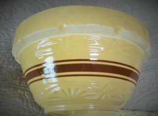 Antique Vintage Yellow Ware Mixing Striped Bowl Rrp Co 10 Inch Shouldered Arch