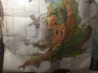 1948 Vintage Linen Colour Map Geological Survey Ten Mile Of Great Britain 3