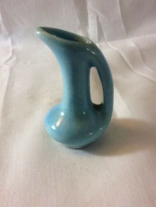 Vintage Small Blue Ceramic Glazed Pitcher Approx 2 3/4 " Tall Pre - Owned