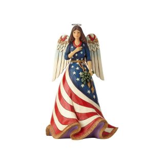Enesco Jim Shore Heartwood Creek Patriotic Angel With Flag Dress Figurine 9.  8 "