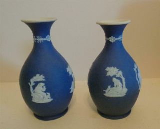 Antique Wedgwood Jasperware Vase Pair Allegorical