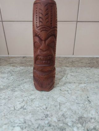 Antique Maori Teko Teko Carved Wood Tiki Figure From Tonga.  23 Cms Tall.