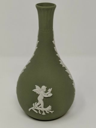 Vintage Wedgwood Green Jasperware Bud Vase