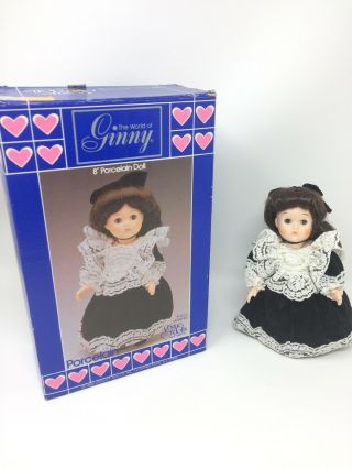 1984 Vintage 8 " Vogue Ginny Dolls Porcelain Jointed Black Lace Dress 75001